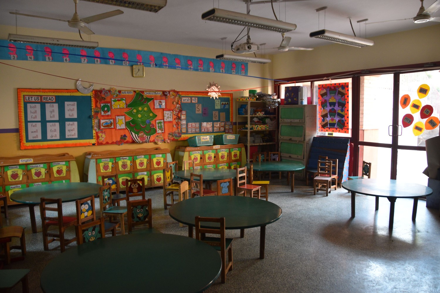 Photo of a colourful nursery classroom.